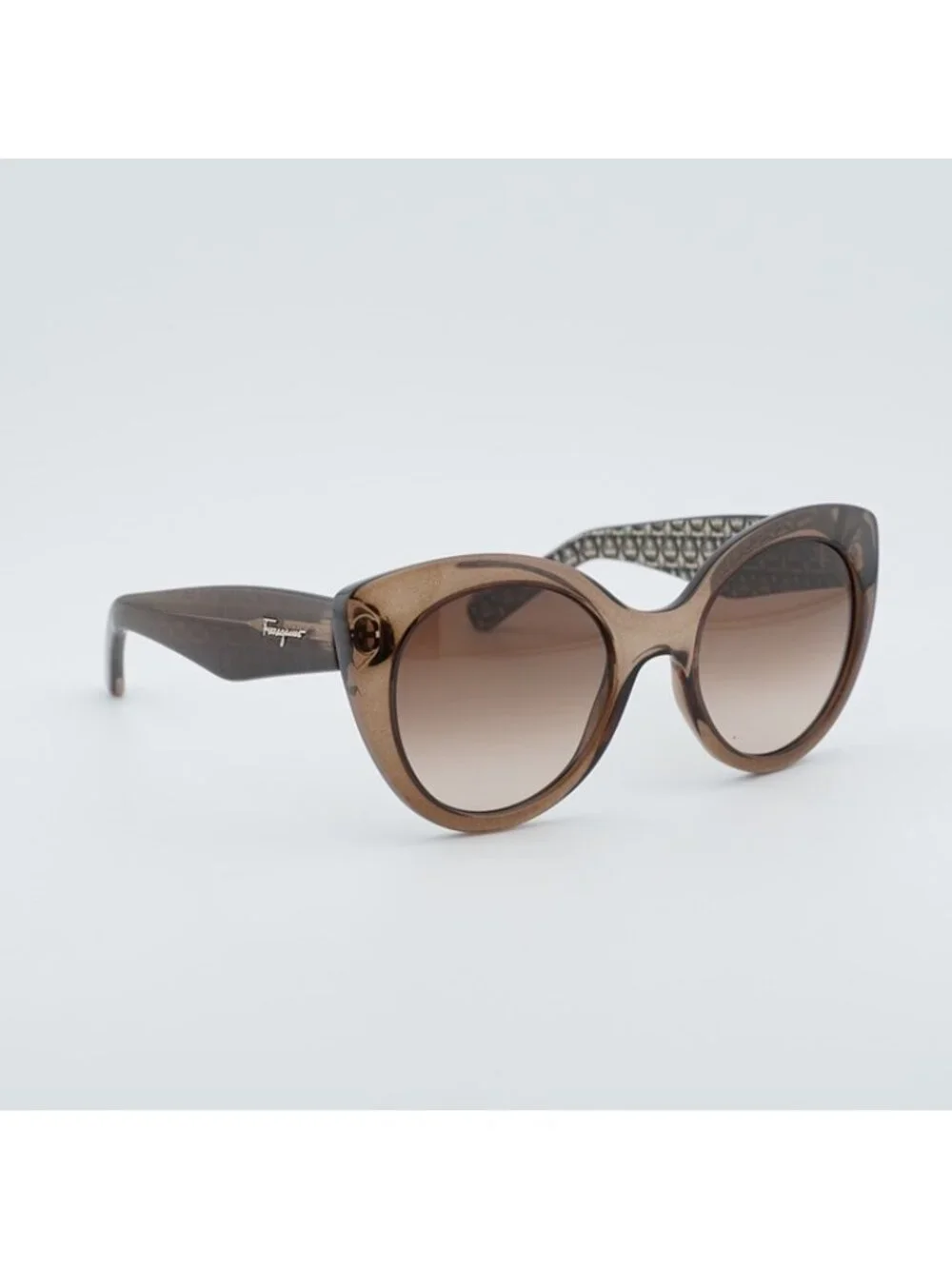 Salvatore Ferragamo SF964S 210 Sunglasses Brown Cat Eye Frame, Brown Lenses